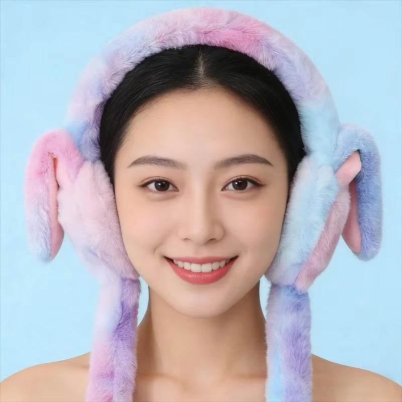 Raaziq Mall® Cute Plush Bunny Ear Muffs with Moving Ears || Cozy Winter Wear