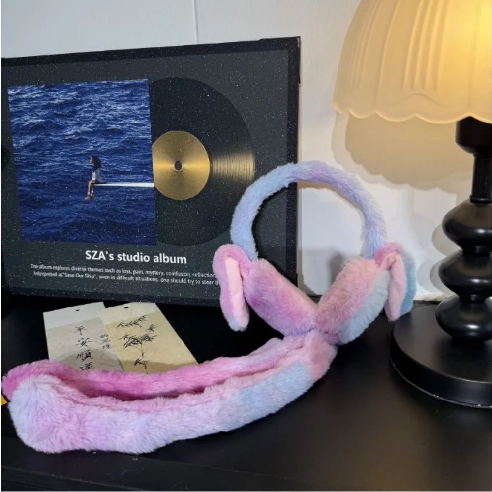 Raaziq Mall® Cute Plush Bunny Ear Muffs with Moving Ears || Cozy Winter Wear