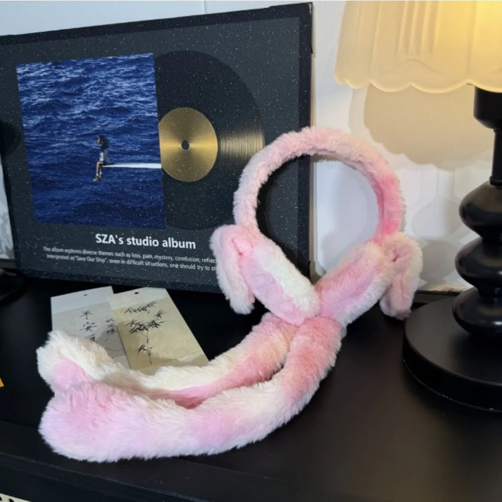 Raaziq Mall® Cute Plush Bunny Ear Muffs with Moving Ears || Cozy Winter Wear