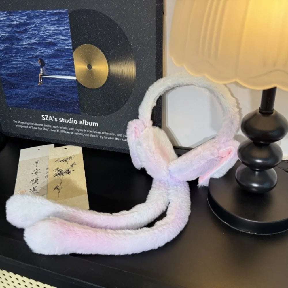 Raaziq Mall® Cute Plush Bunny Ear Muffs with Moving Ears || Cozy Winter Wear