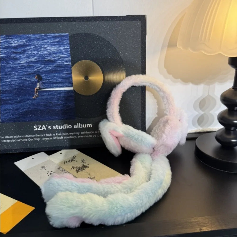 Raaziq Mall® Cute Plush Bunny Ear Muffs with Moving Ears || Cozy Winter Wear