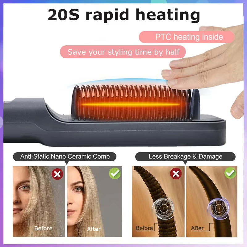 Raaziq Mall® SilkEase Electric Hot Comb | Frizz-Free Hair Straighter