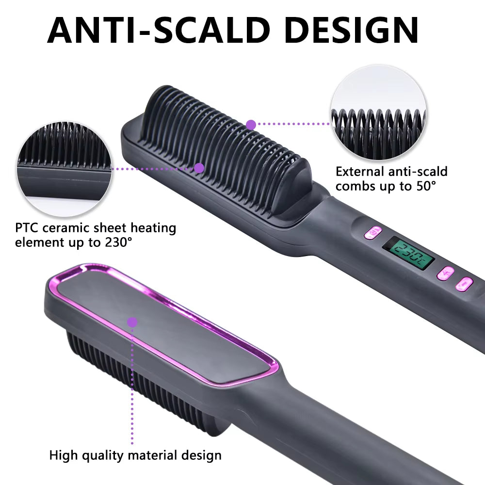 Raaziq Mall® SilkEase Electric Hot Comb | Frizz-Free Hair Straighter