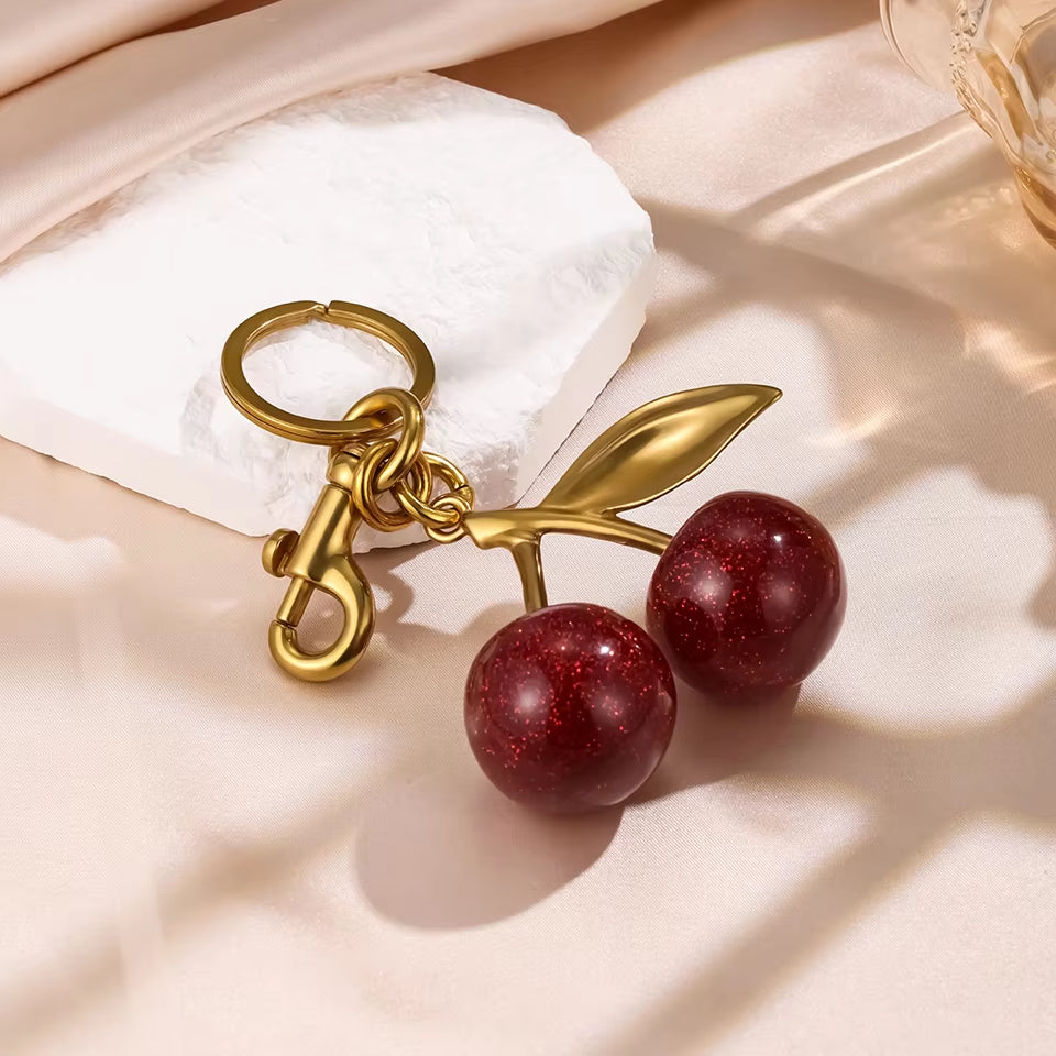Raaziq Mall® Crystal Cherry Keychain – Cute Fruit Bag Charm & Gift