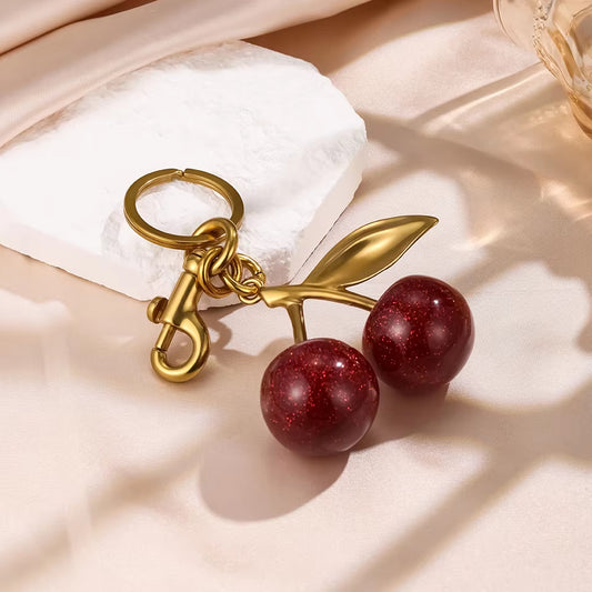 Raaziq Mall® Best Crystal Cherry Keychain || Cute Fruit Bag Charm & Gift