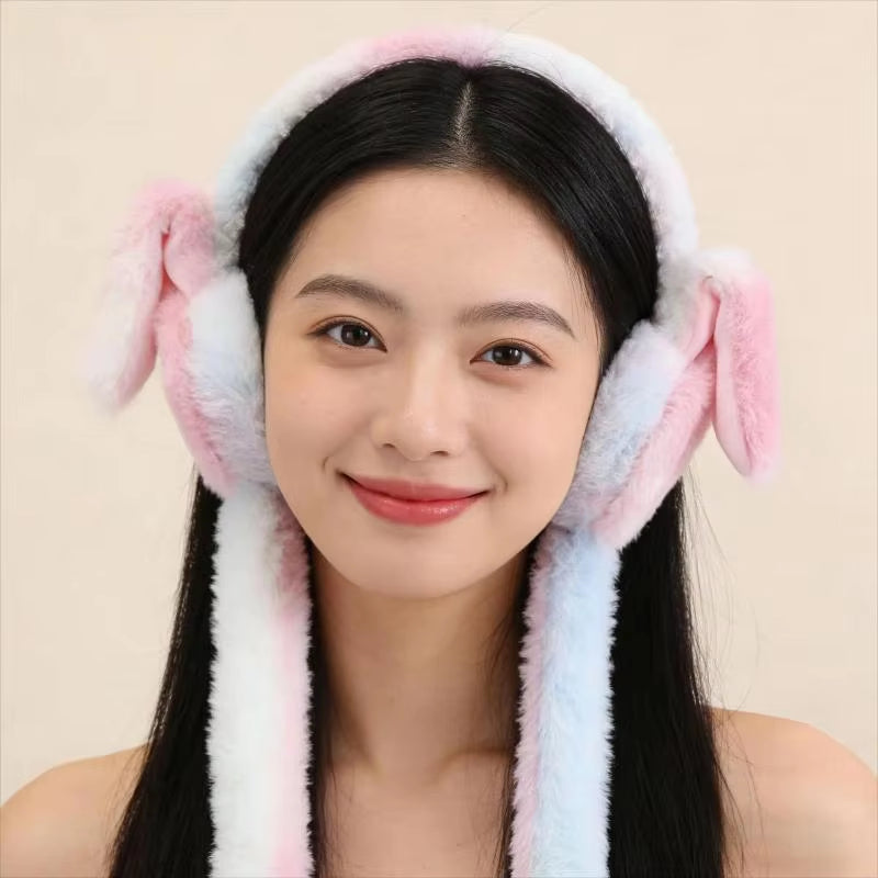 Raaziq Mall® Cute Plush Bunny Ear Muffs with Moving Ears || Cozy Winter Wear