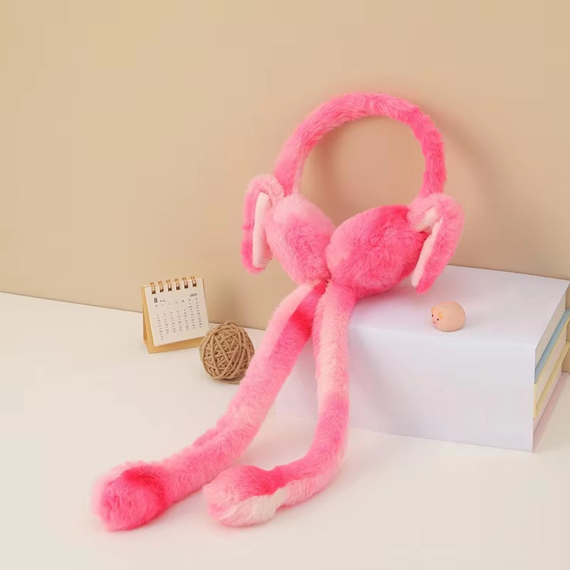 Raaziq Mall® Cute Plush Bunny Ear Muffs with Moving Ears || Cozy Winter Wear